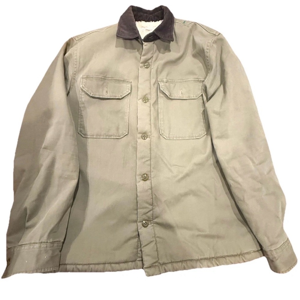 J Crew Wallace & Barnes Sherpa-Lined Duck Canvas Barn Jacket Olive Green Medium